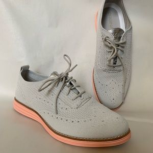 Cole Haan KNIT OG GRAND WINGTIP OXFORD women’s 9.5 gray and pink Oxford